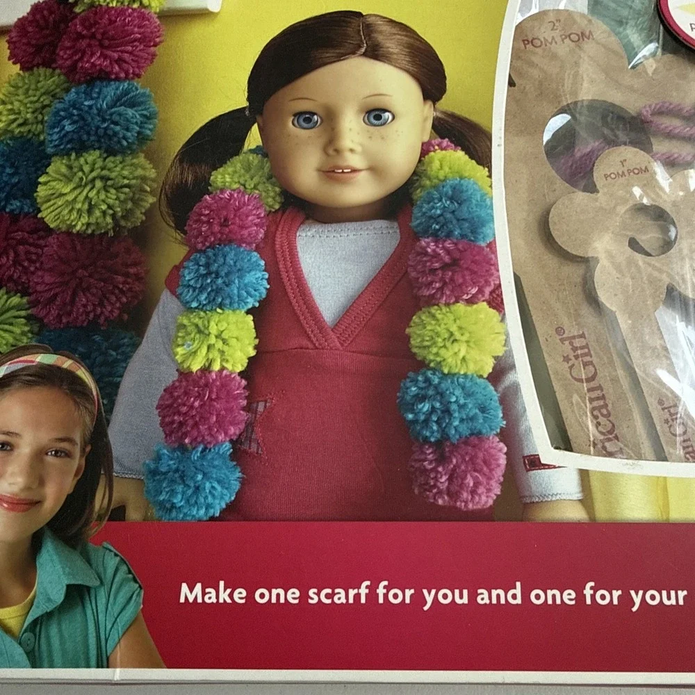 NEW American Girl Crafts Pom-Pom Scarves DIY Kit Summer Fun for You & Your Doll